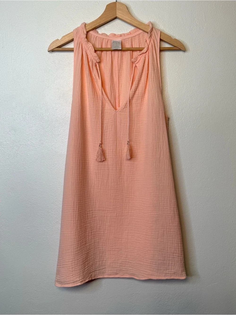 Kona Sol Womens Peach Lightweight 100% Cotton Sundress Swim Cover Up Size Small